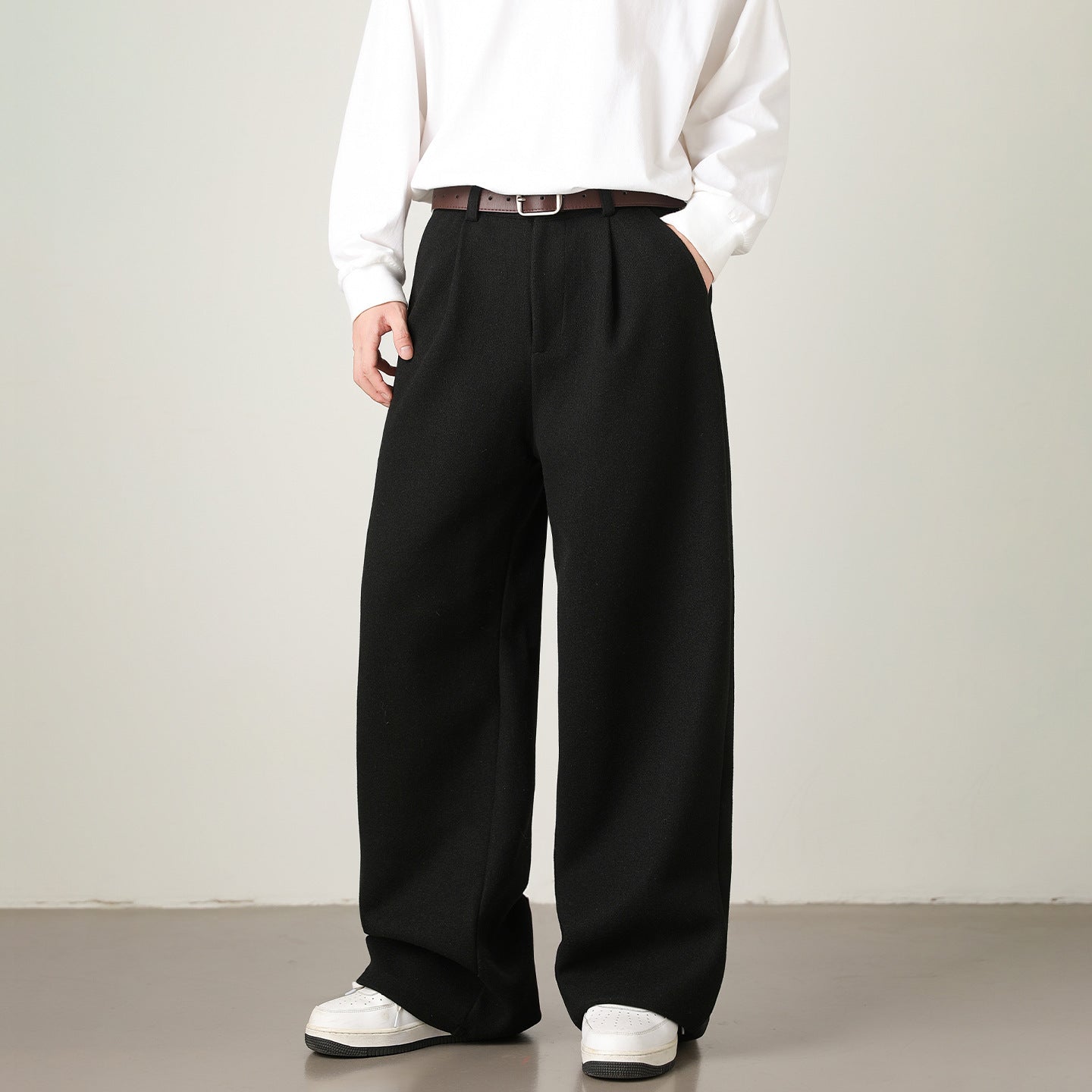 Thickened Wide-leg Pants Old-money