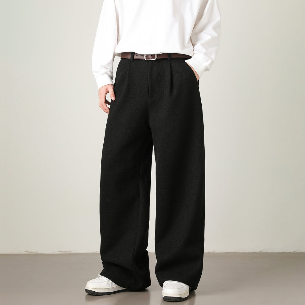 Thickened Wide-leg Pants Old-money Rock Black