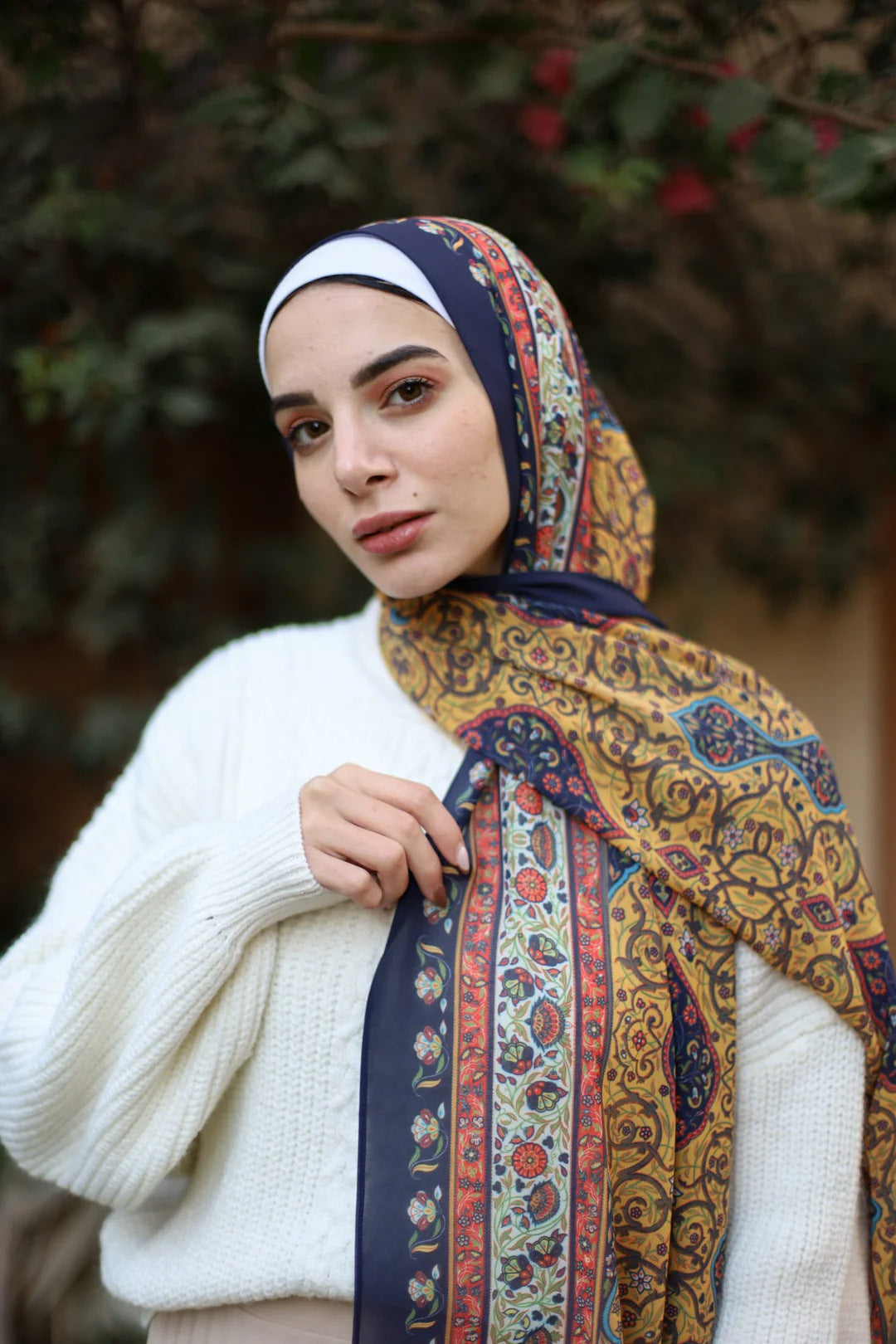 Satin Hijab Printed Shawl Headscarf 28style Above 175cm