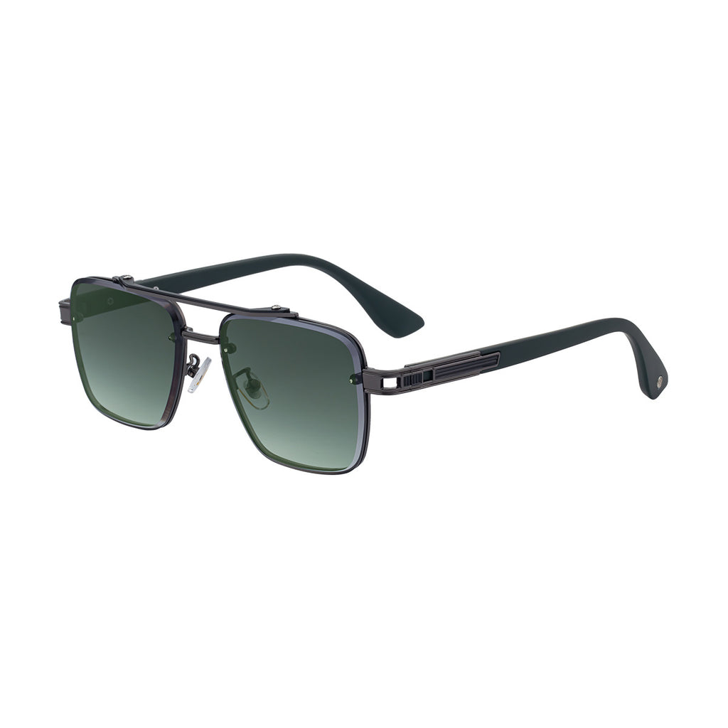 Mens Fashionable Square-frame Sunglasses C5 Gun Gray Green