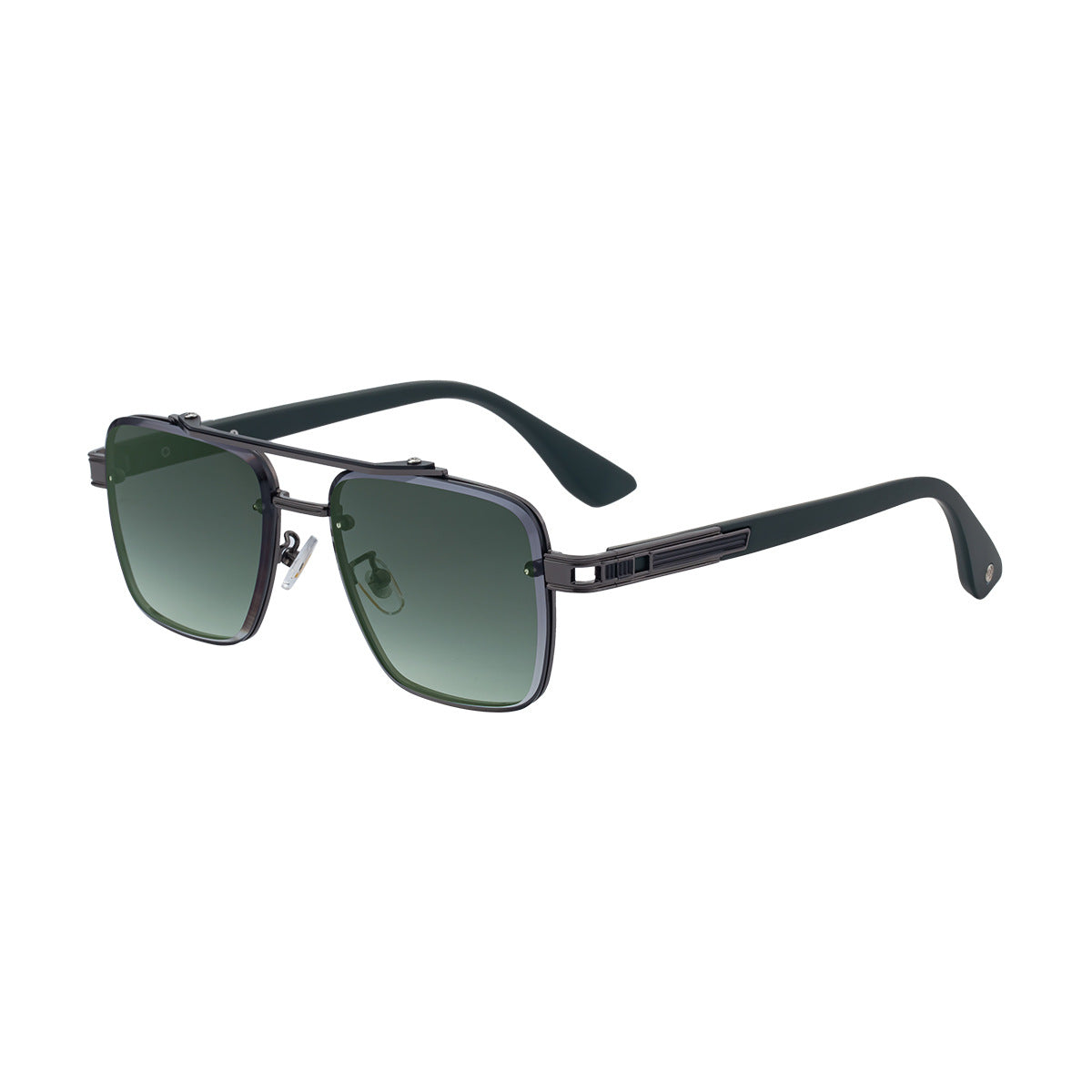 Mens Fashionable Square-frame Sunglasses C5 Gun Gray Green