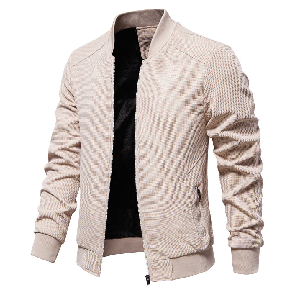 Stand Collar Solid Color Jacket