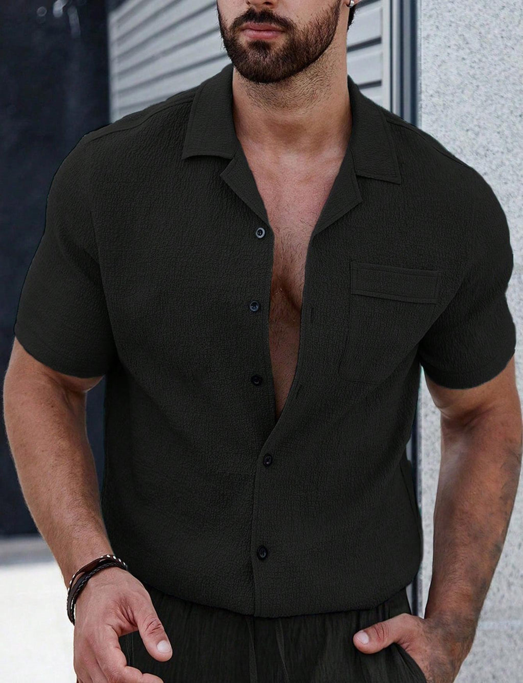 Breathable Wrinkle-Resistant Semi-Formal Shirt Black