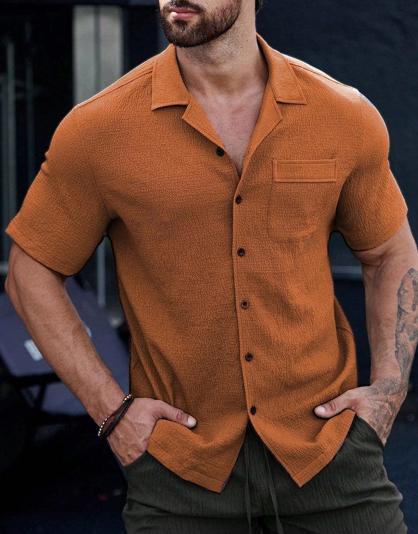 Breathable Wrinkle-Resistant Semi-Formal Shirt Caramel Color