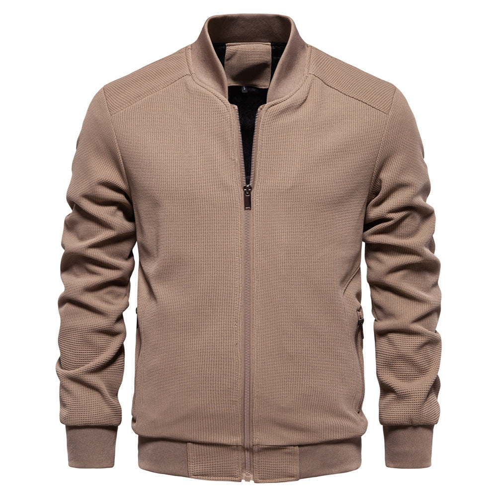 Stand Collar Solid Color Jacket