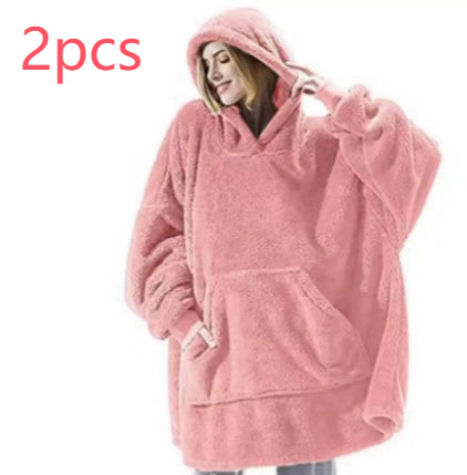 Hoodie Sweatshirt With Big Pocket Wearable Blanket