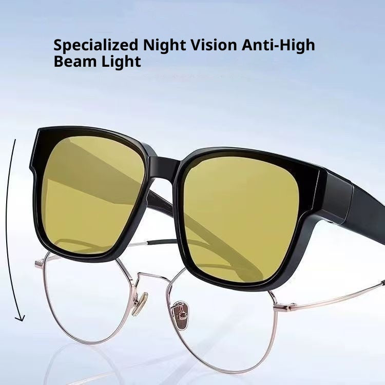Night Vision Glasses For Driving At Night To Prevent High Beams Single Glasses Black Frame Yellow Film