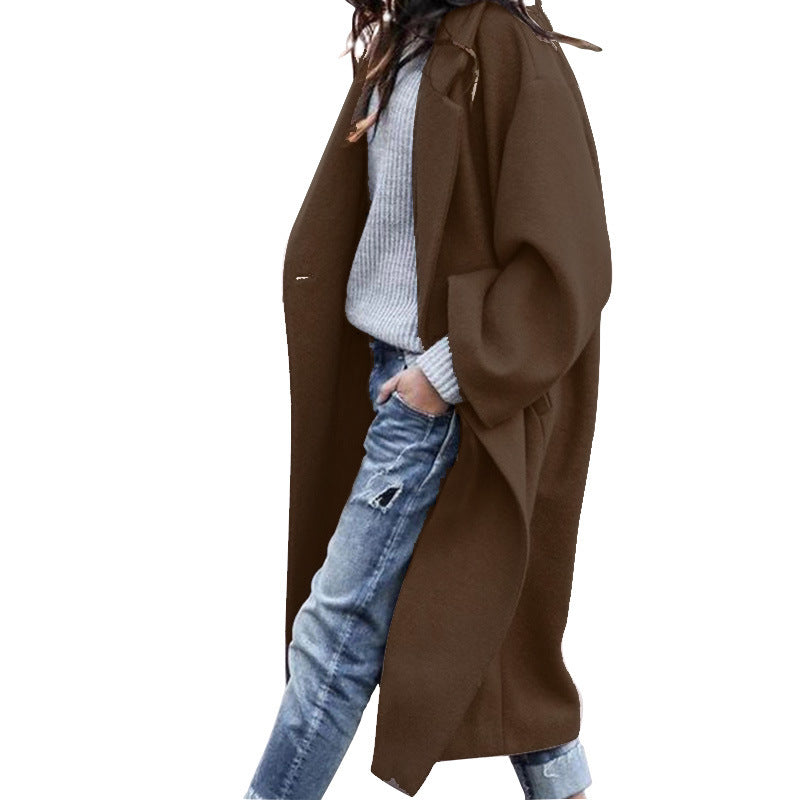 Casual Long Jacket With Pockets Dark Maroon