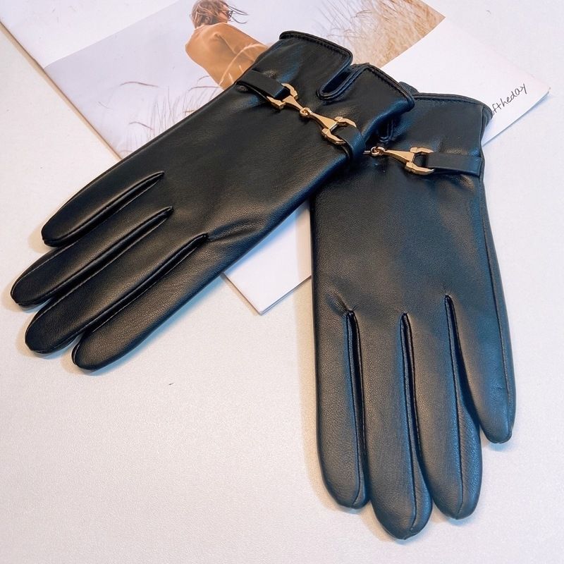 Gloves Women's Winter Warm Plus Fleece Gloves PU Black One size