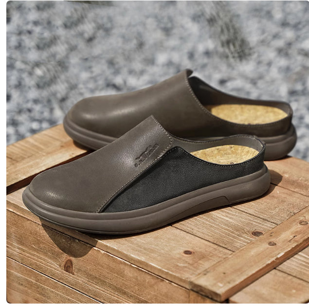 Leather Sandals Men Khaki