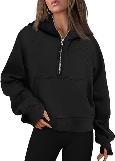 Zipper Hoodie Sweatshirt With Pocket Black