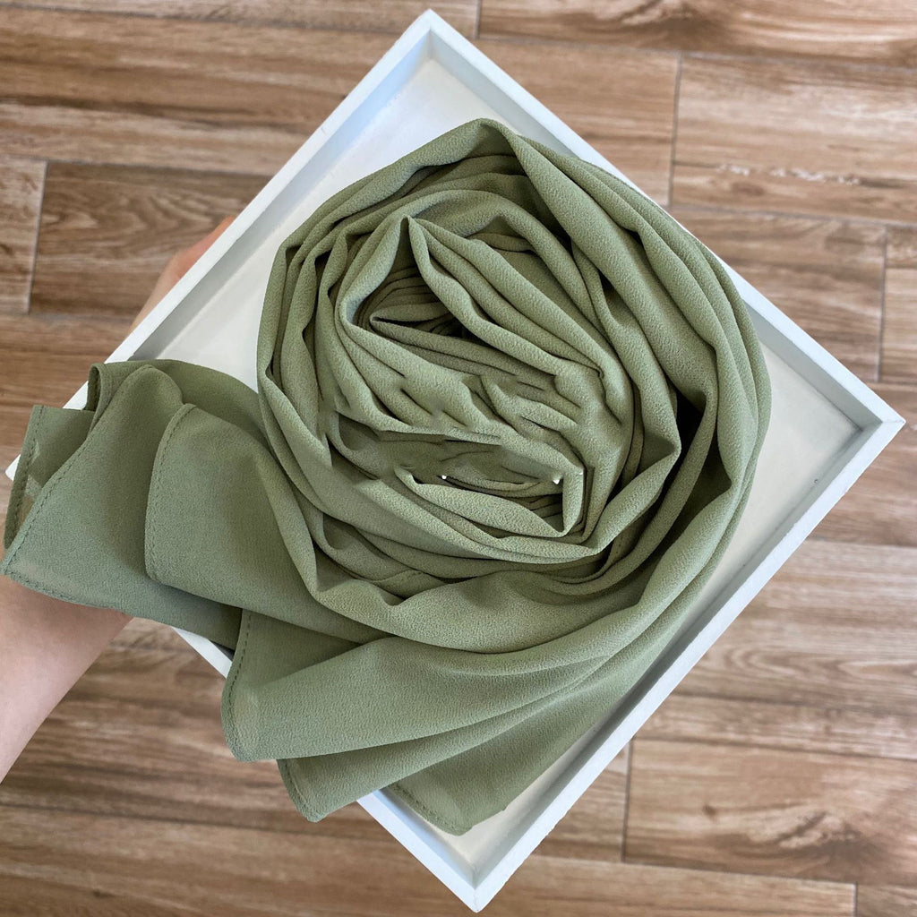 Women's Hijab Solid Pearl Chiffon Scarf Sea pine green