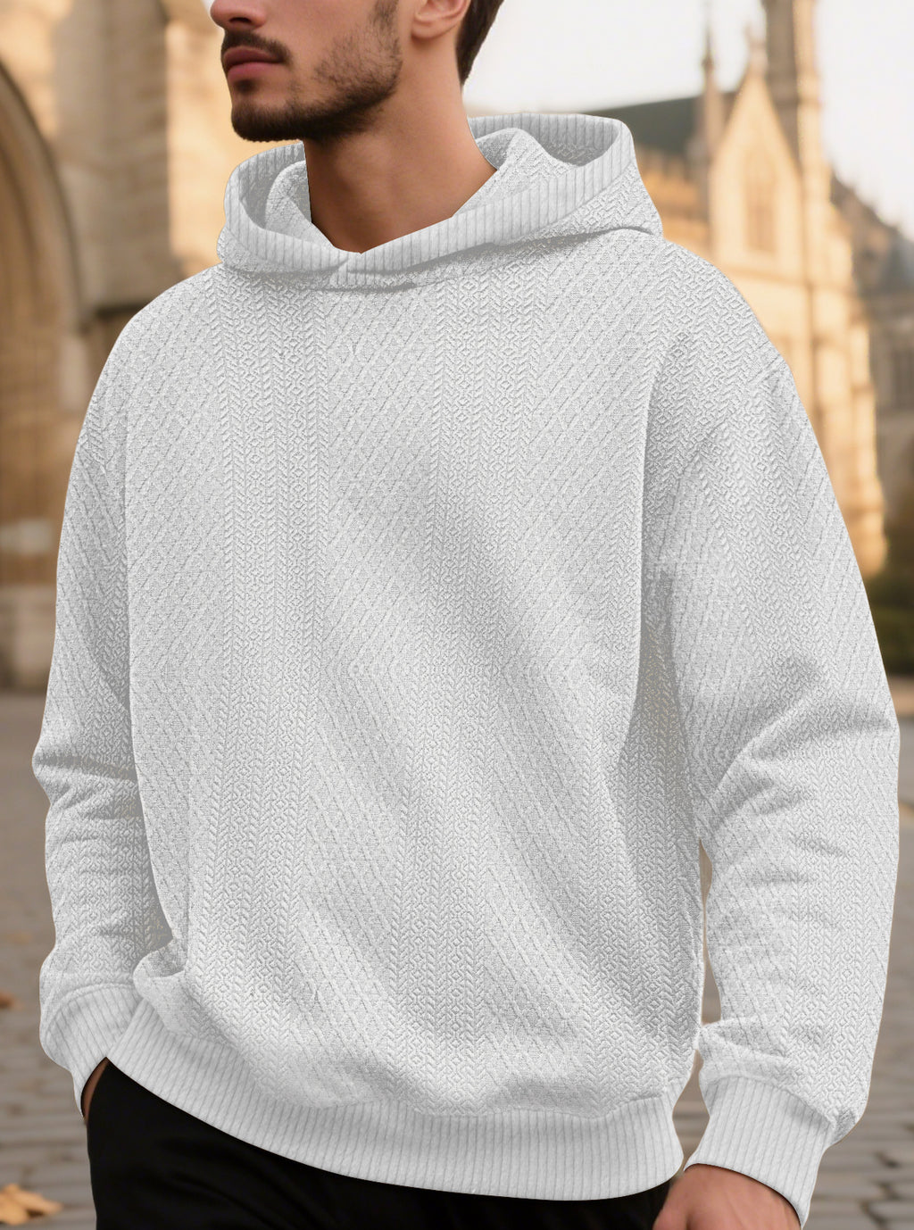 Loosefit Jacquard Hoodie White