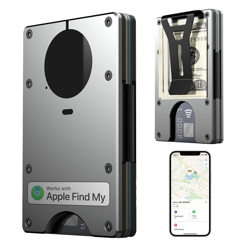 A Minimalist Wallet With Built-in Airtag Chip Gray