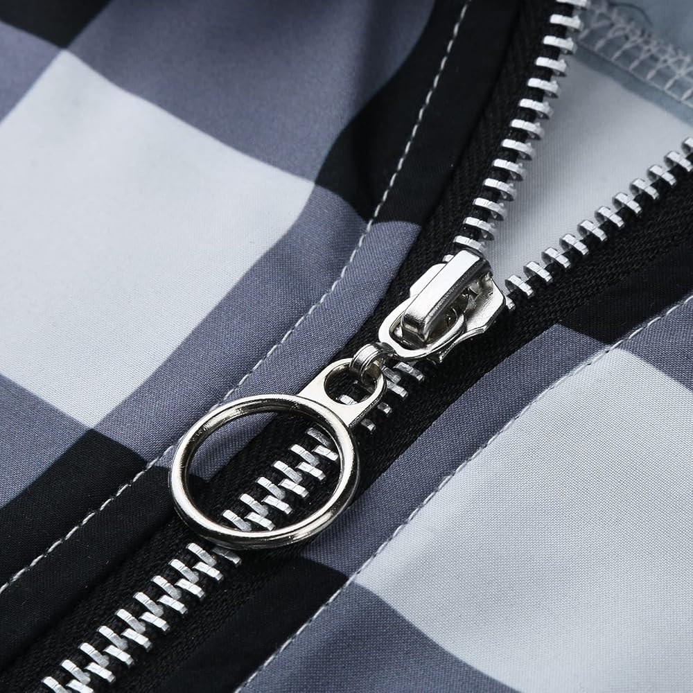 Plaid Zipper Short Sleeve Shirt