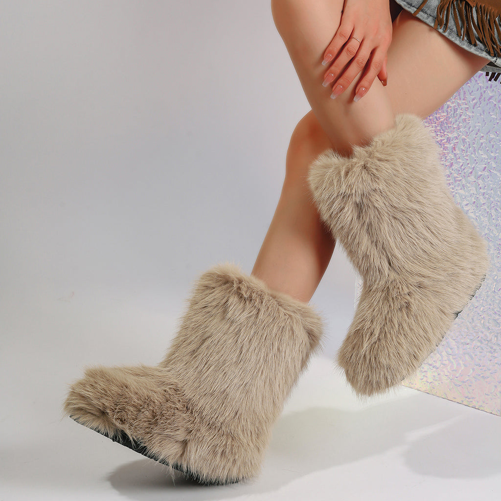 Snow Boots Middle Furry Boots Camel