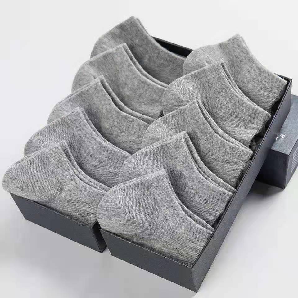 Solid Color Men's Black And White Grey Ship Socks Grey One size
