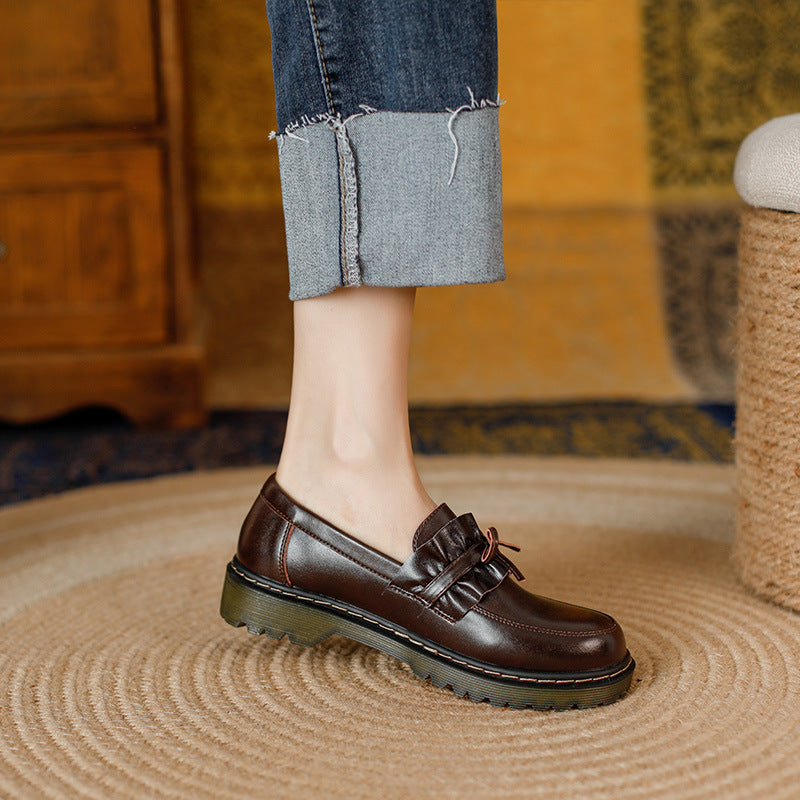 British Style Round Head Leather Shoes
