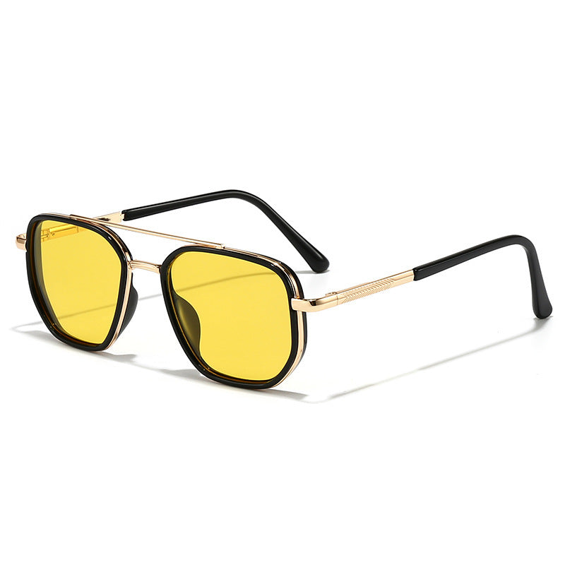 New UV-Protective Chanel-Style Metal Sunglasses For Men Golden Night Vision Film