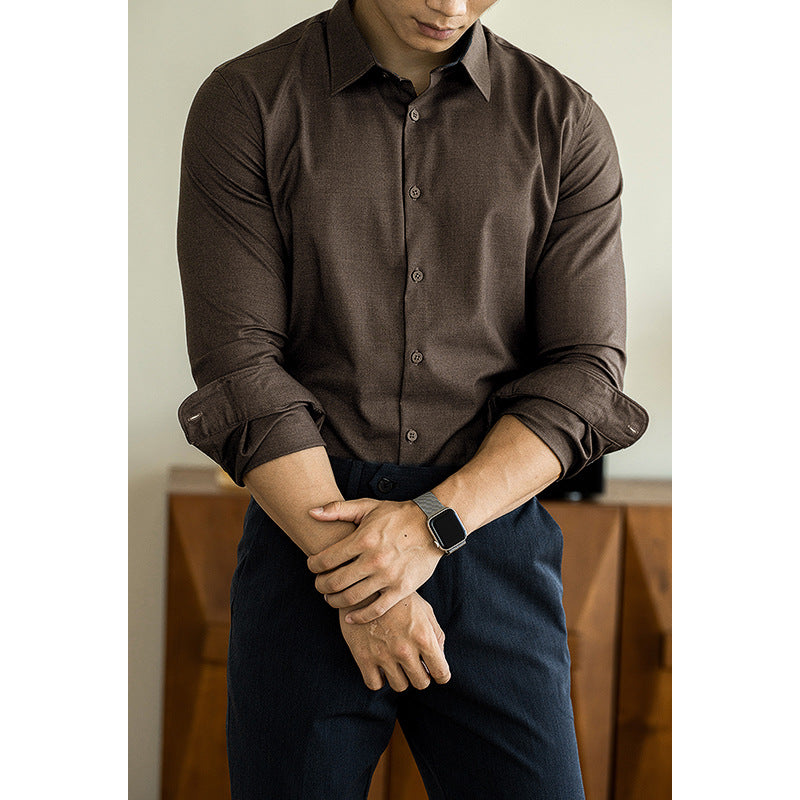 Old Money Style Modal Wool Shirt Brown