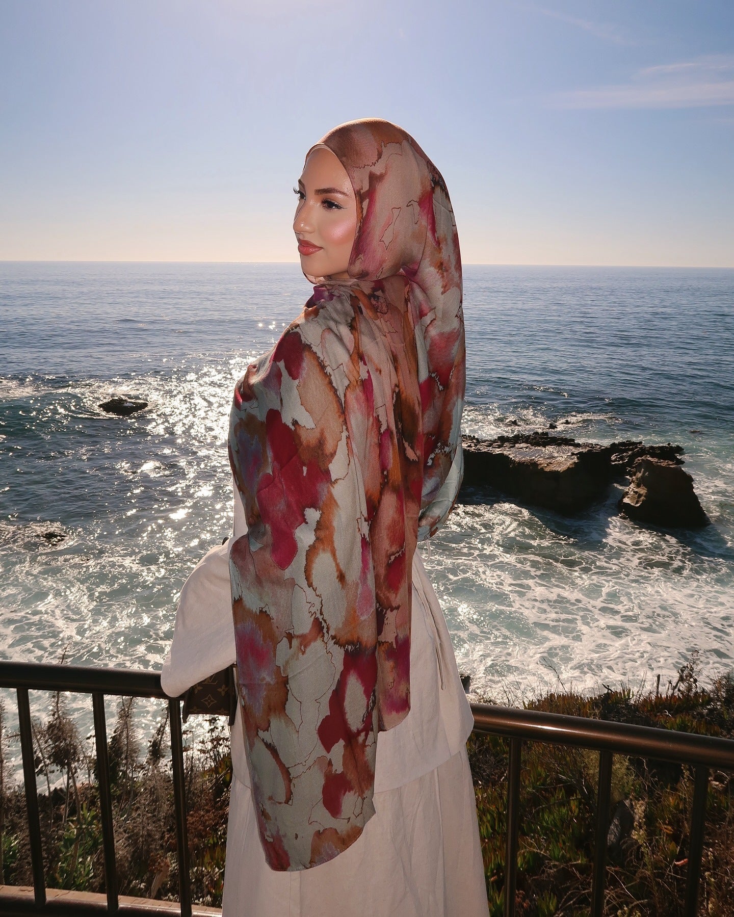 Satin Hijab Printed Shawl Headscarf 53style Above 175cm