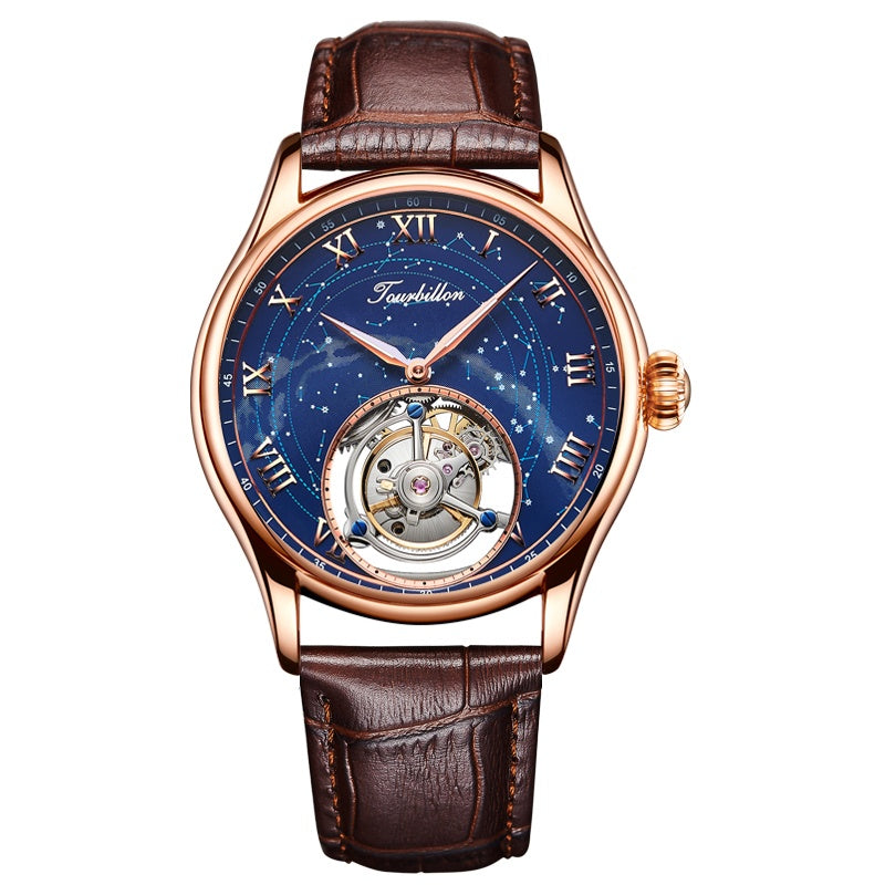 Star Tourbillon Mechanical Watch Brown rose gold
