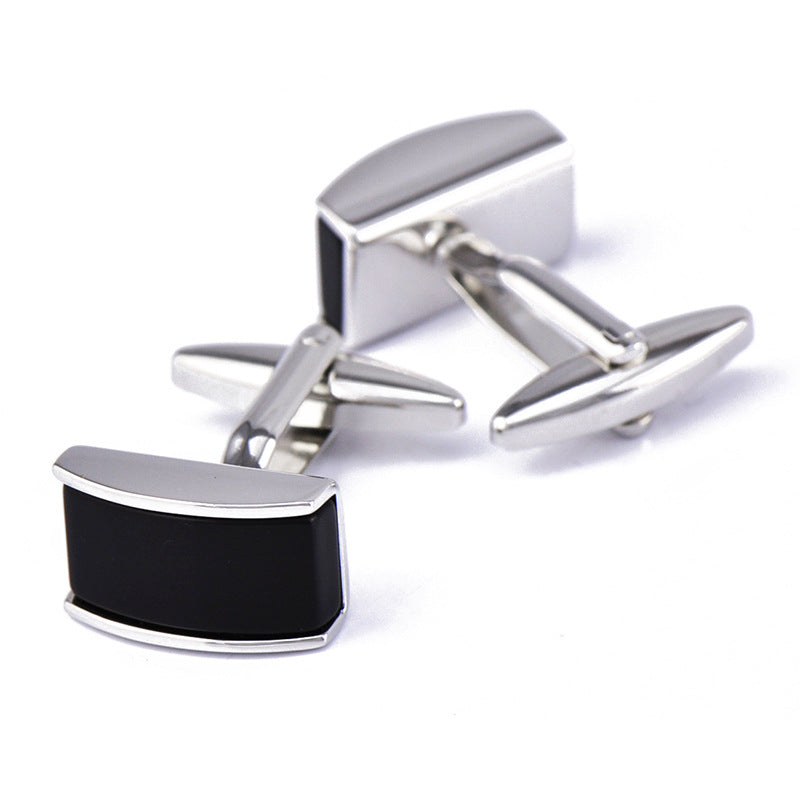 Curved Black Agate Cufflinks Cufflink 18mm Black Arch Bridge Shaped