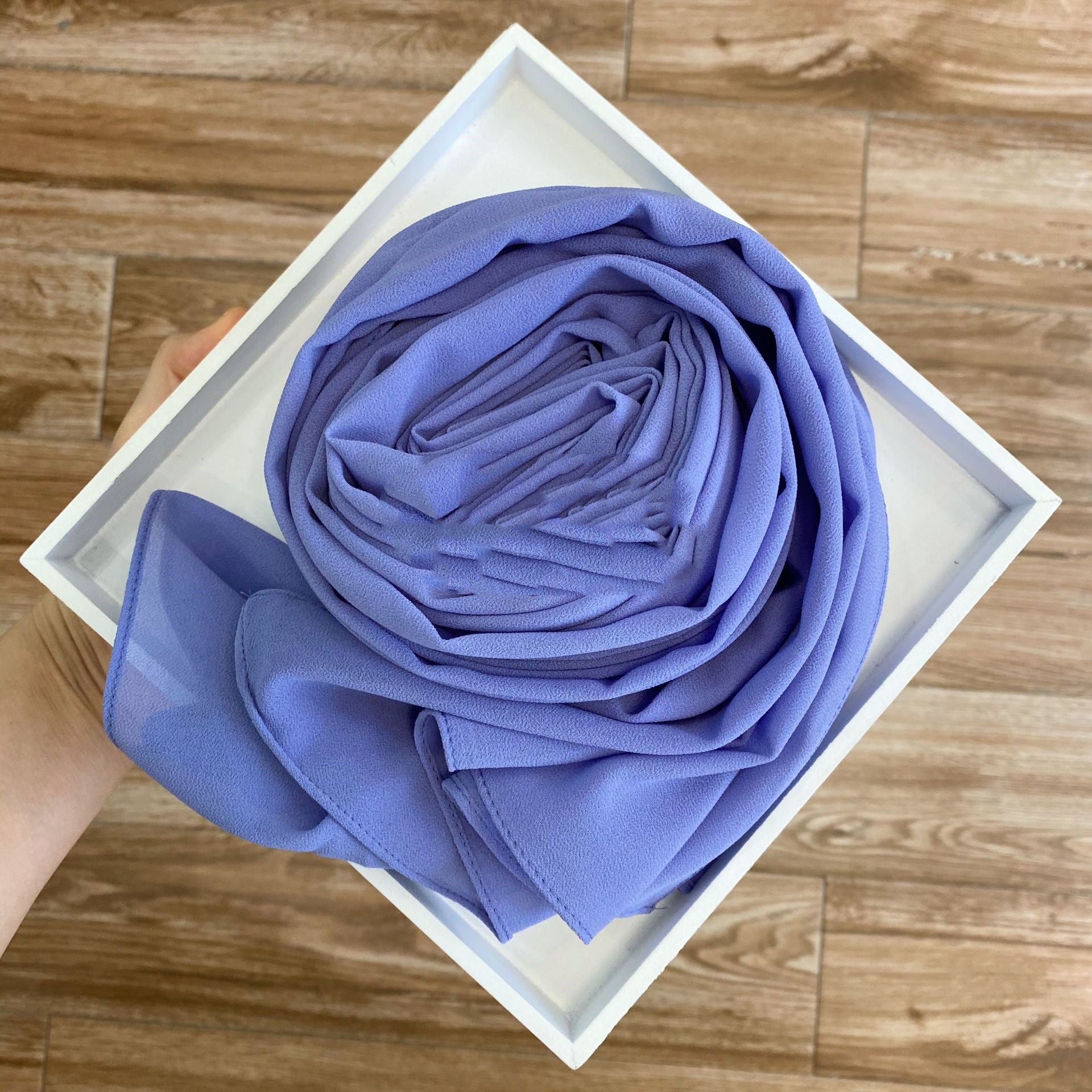 Women's Hijab Solid Pearl Chiffon Scarf Lilac blue