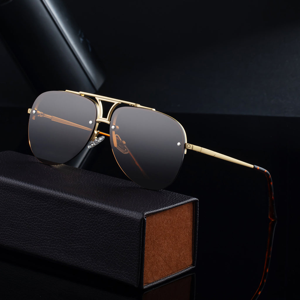 Mens Fashion Metal Half-Frame Sunglasses