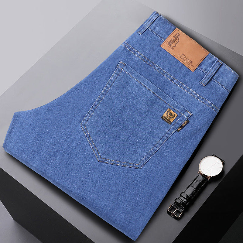 Denim Pants Loose Straight Leg Style For Middle Aged Men