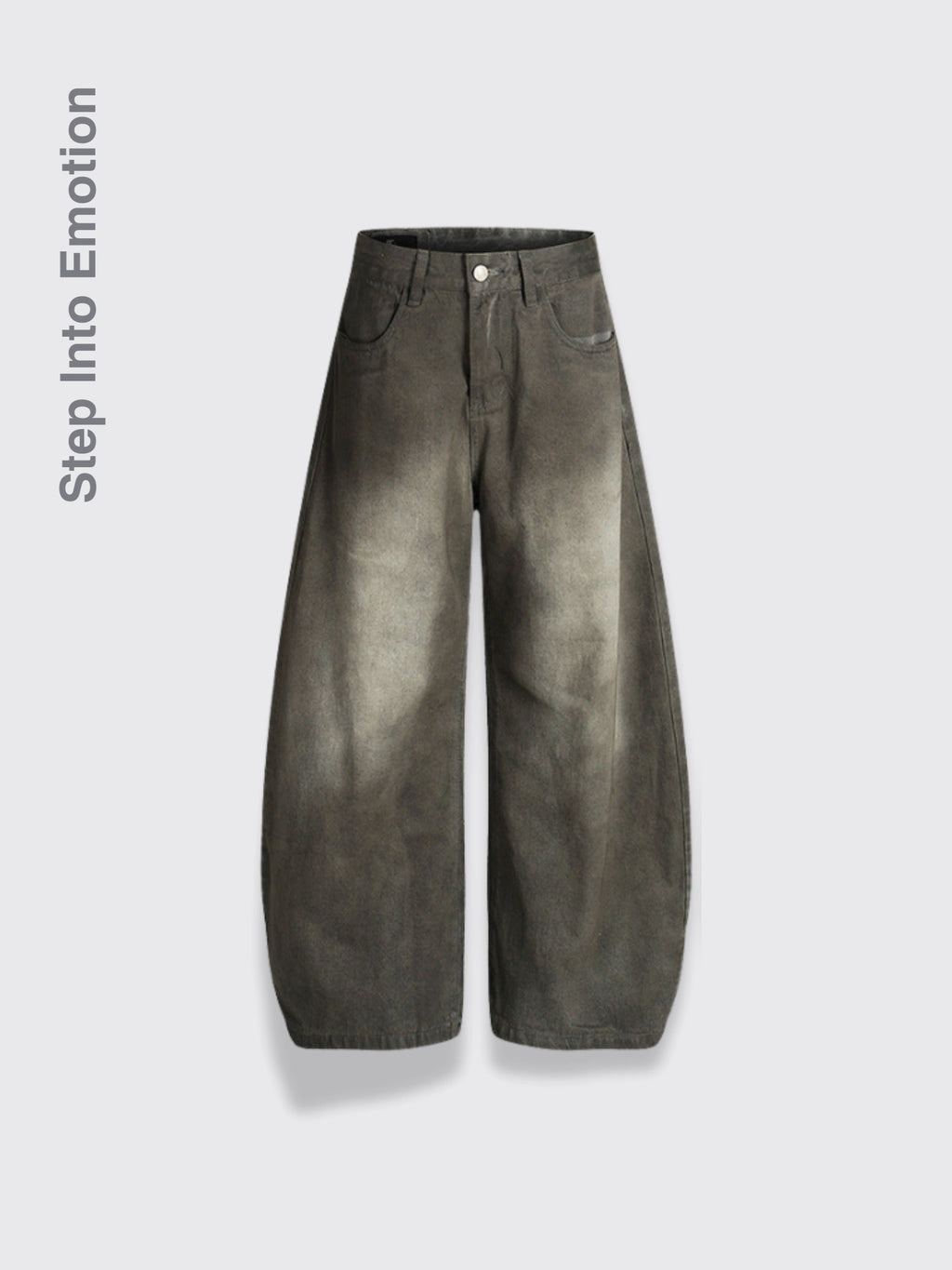 Retro Washed-Effect Cropped Wide-Leg Casual Pants For Men Brown 2XL