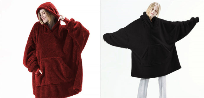 Hoodie Sweatshirt With Big Pocket Wearable Blanket