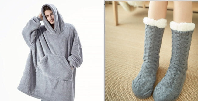 Hoodie Sweatshirt With Big Pocket Wearable Blanket