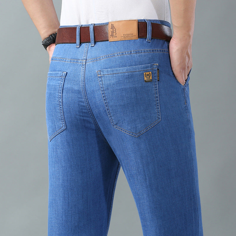 Denim Pants Loose Straight Leg Style For Middle Aged Men