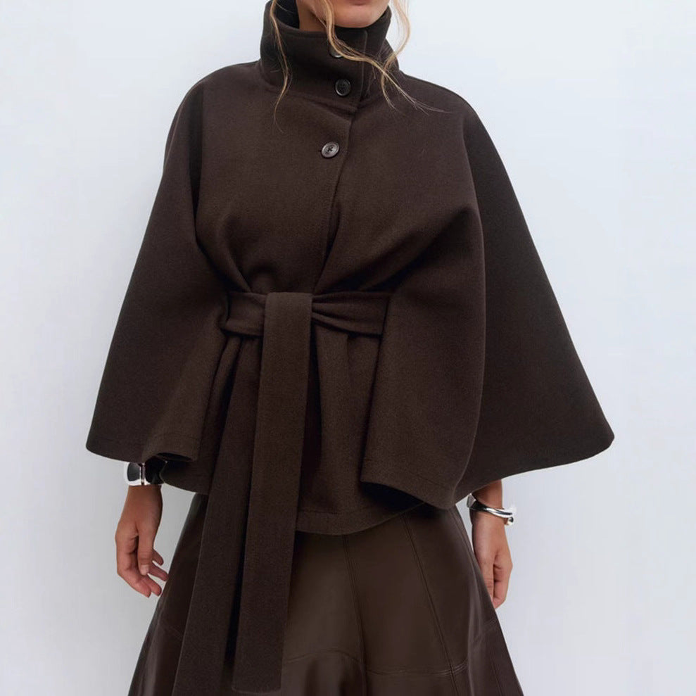 Elegant Button Top Trench Coat Brown Xs