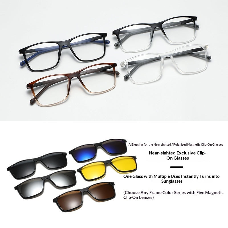 Magnetic Glasses For Men And Women Myopia Frame With 5-in-1 Polarized Lenses
