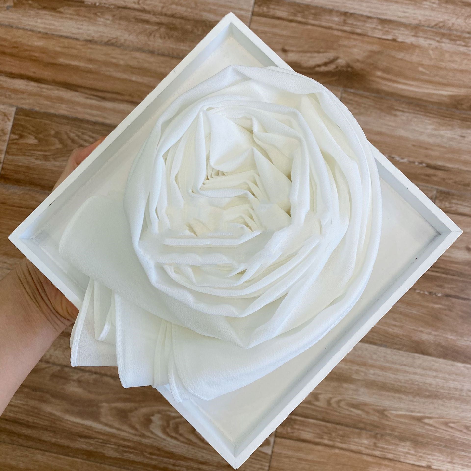 Women's Hijab Solid Pearl Chiffon Scarf Cream white