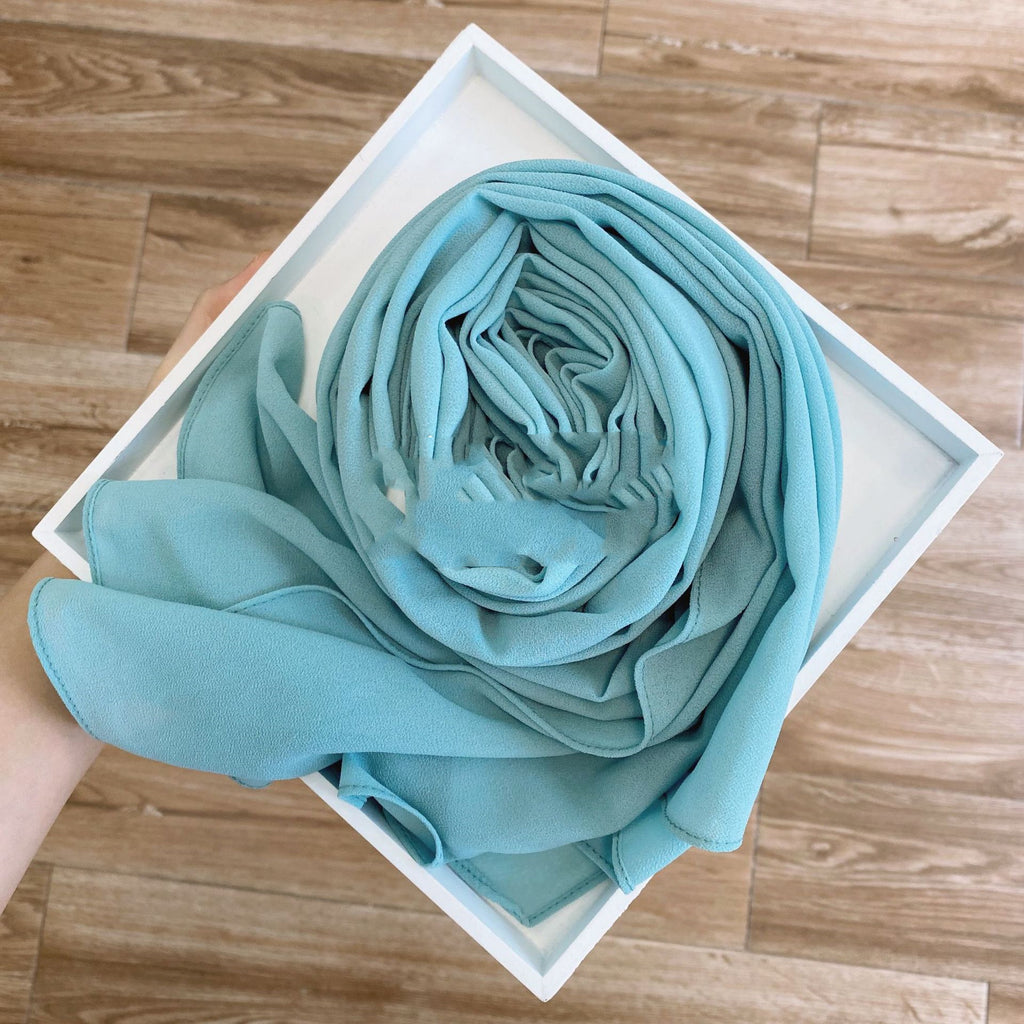 Women's Hijab Solid Pearl Chiffon Scarf Thin green