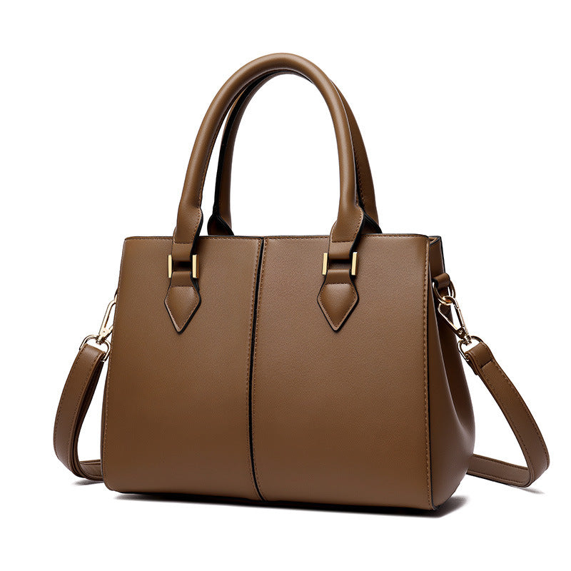 Commuter Soft Leather Large-Capacity Crossbody Shoulder Bag Khaki