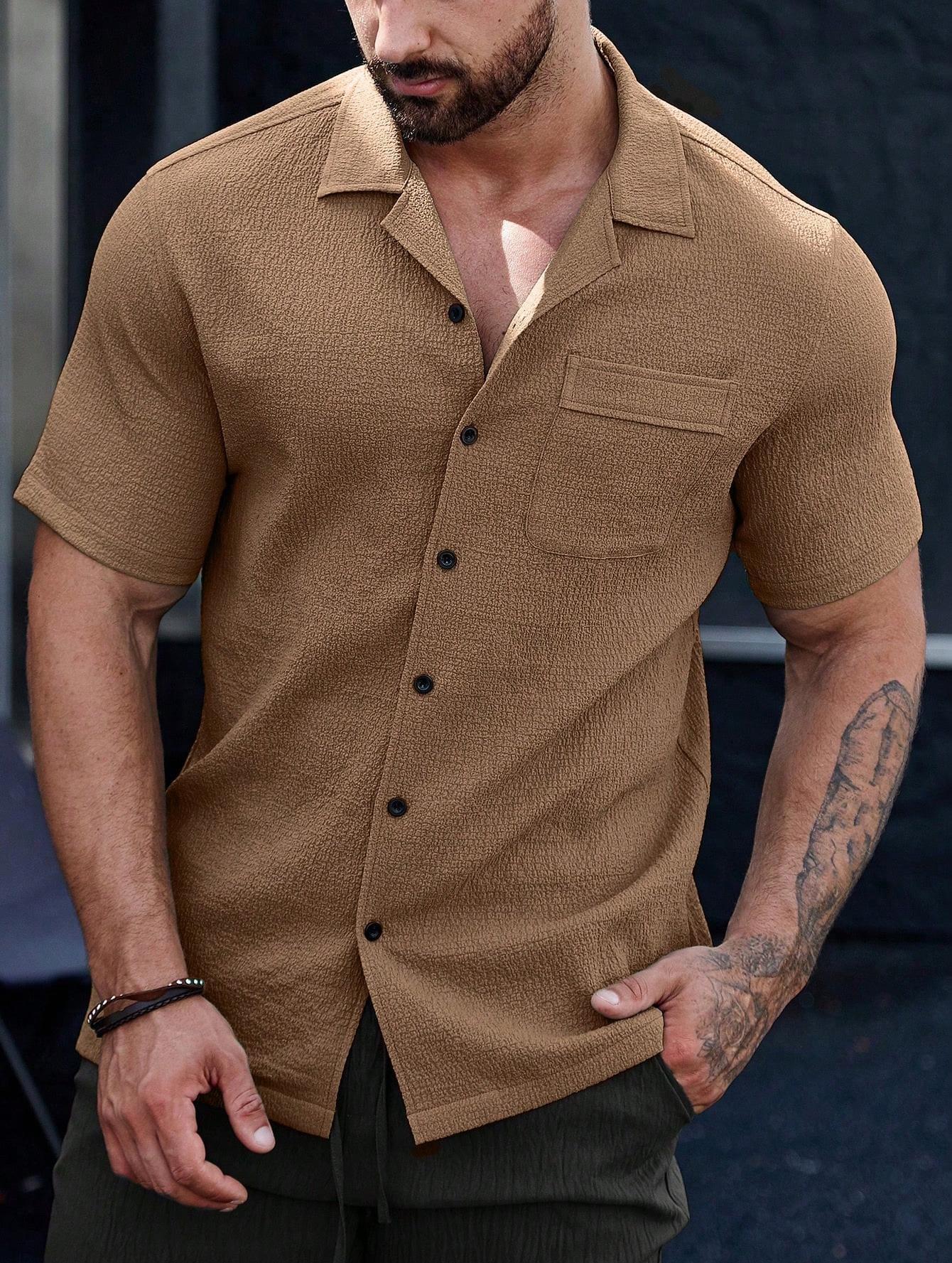 Breathable Wrinkle-Resistant Semi-Formal Shirt Brown
