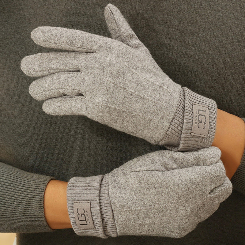 Cashmere-look Men's Winter Thermal Gloves Gray Free Size