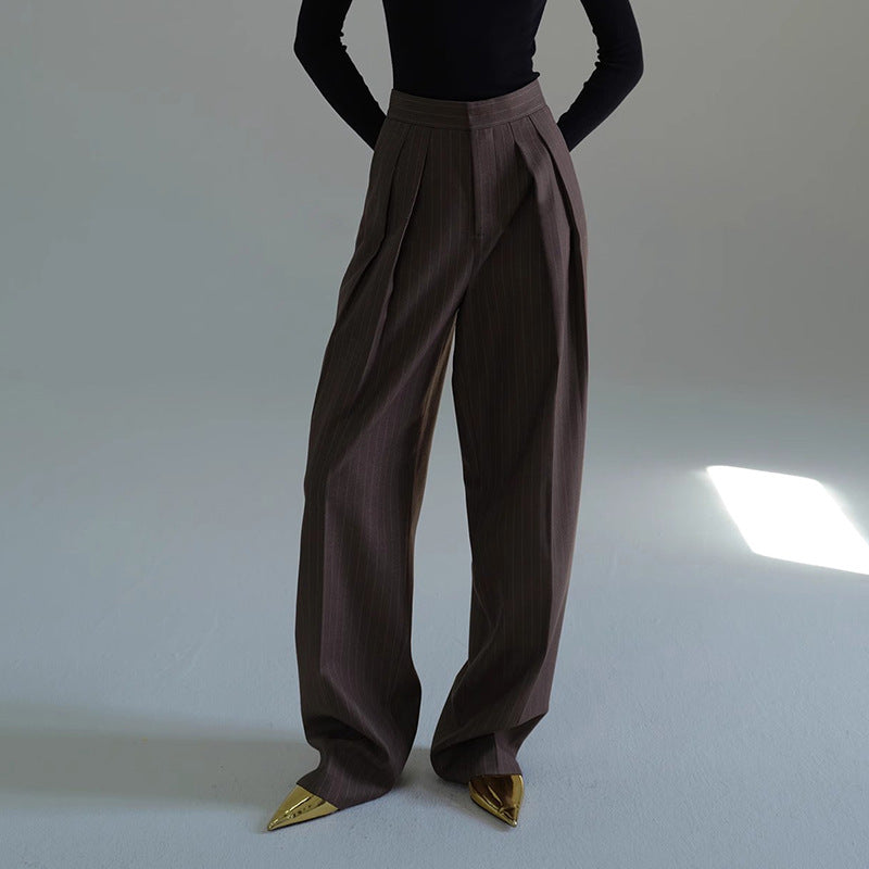 Striped Suit Pants Brown