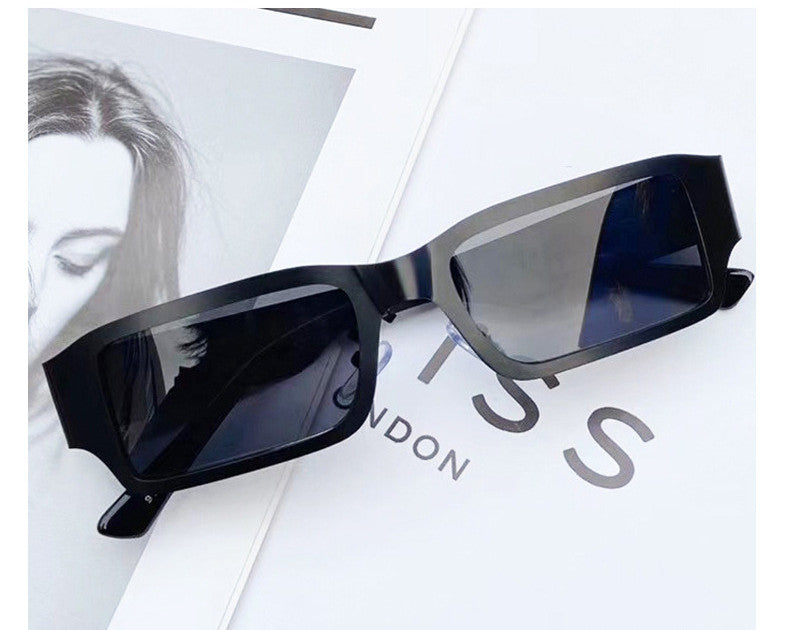 Men's Metal Small Square Glass Black frame gray piece