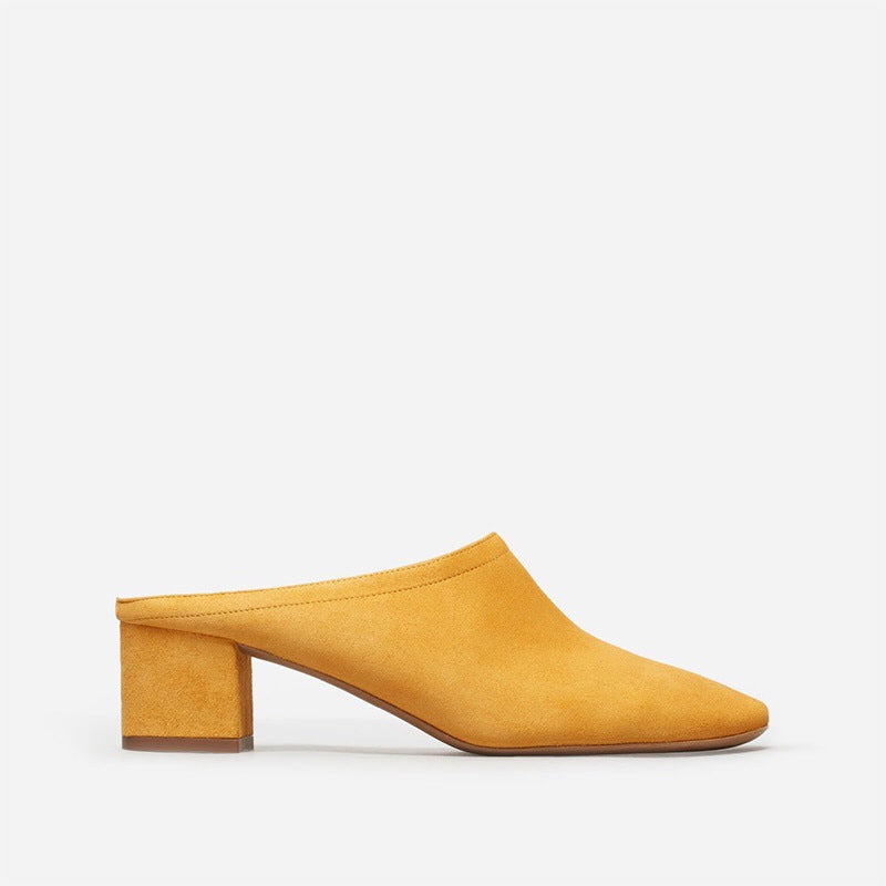 Thick Heel Mid-heel Shoes Slippers Yellow