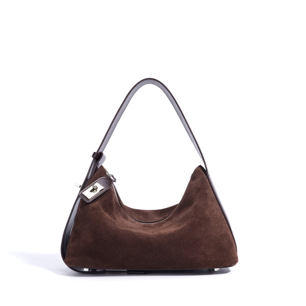 Retro-chic Soft Crescent-shaped Dumpling Bag Coffee