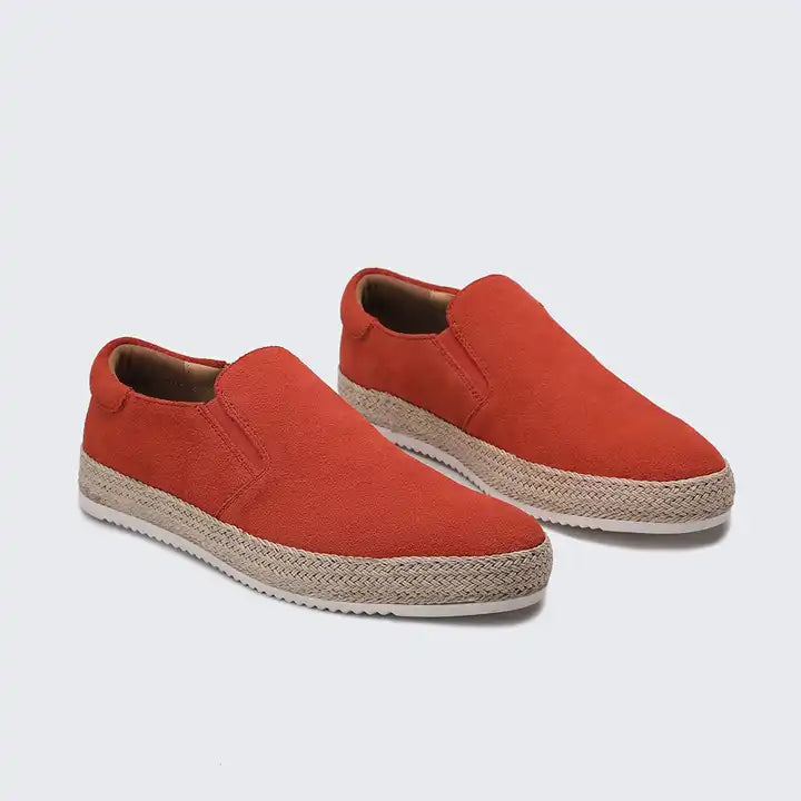 Round Toe Pumps Straw Shoes Orange Red