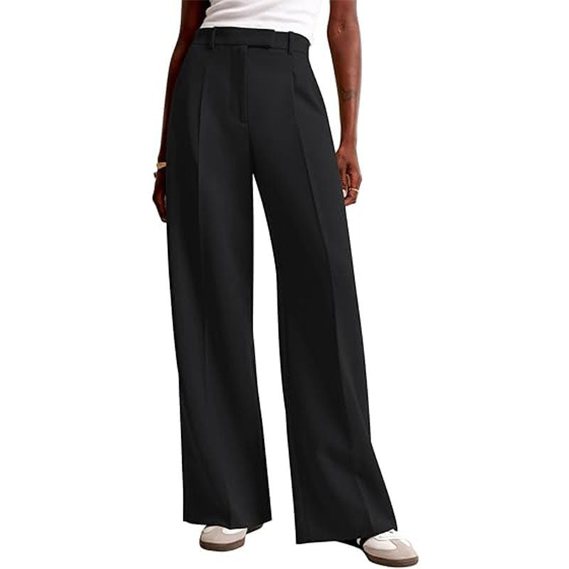 Casual Straight-Leg Business Suit Pants Black
