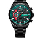 Round Quartz Watch A Stylish Timepiece Black Shell Green