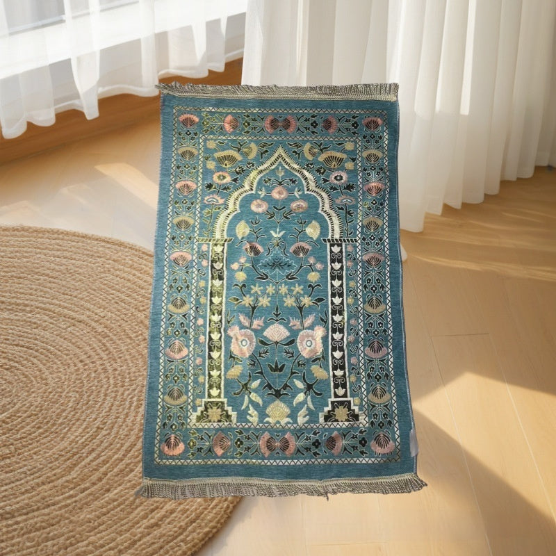 Portable Thin Middle East Worship Carpet Lake Blue 70x110CM