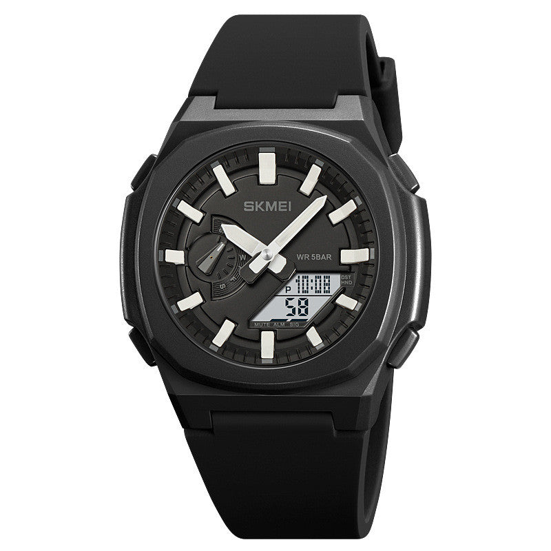 Quartz Waterproof Multi-function Chronograph Alarm Digital Watch Black Shell White